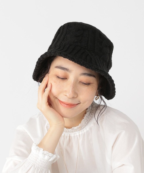 studio CLIP（スタディオクリップ）の「ケーブルニットバケットハット（ハット・レディース・モカ/アイボリー/ブラック・FREE）」の7枚目の写真