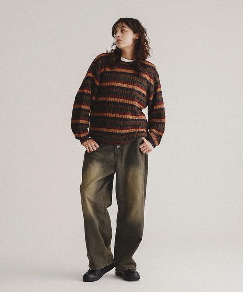 MIX BORDER LOOSE KNIT ベージュ MIX BORDER LOOSE KNIT Beige