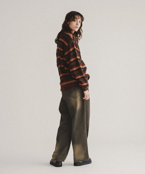 WISH FOR EVER（ウィッシュフォーエバー）の「MELANGE BORDER KNIT/メランジボーダーニット（ニット/セーター・メンズ・オレンジ・LARGE/MEDIUM/SMALL）」の10枚目の写真