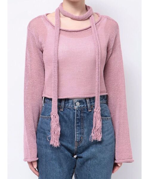 jouetie（ジュエティ）の「ストールシアーニット（ニット/セーター・レディース・ピンク/ブルー/ベージュ・MEDIUM）」の9枚目の写真