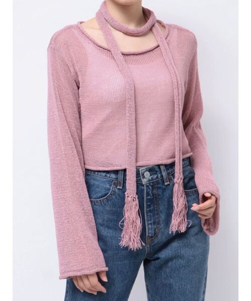 jouetie（ジュエティ）の「ストールシアーニット（ニット/セーター・レディース・ピンク/ブルー/ベージュ・MEDIUM）」の21枚目の写真