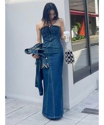 EVRIS | 【選べる長さXS/S/M】デニムベアロングワンピース(ワンピース)