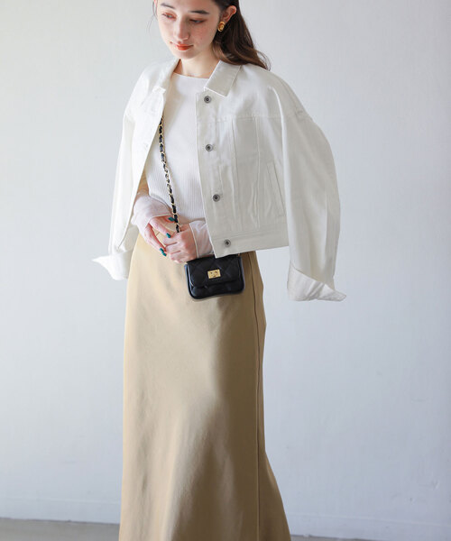 La TOTALITE（ラトータリテ）の「クロプトGジャン（デニムジャケット・レディース・ホワイト/ダークブルー・FREE）」の2枚目の写真