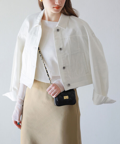 La TOTALITE（ラトータリテ）の「クロプトGジャン（デニムジャケット・レディース・ホワイト/ダークブルー・FREE）」の5枚目の写真