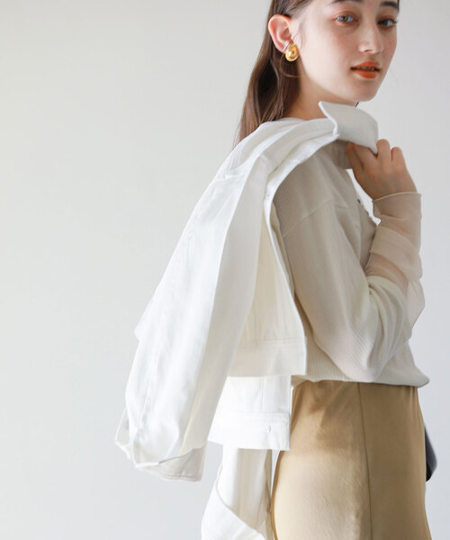 La TOTALITE（ラトータリテ）の「クロプトGジャン（デニムジャケット・レディース・ホワイト/ダークブルー・FREE）」の6枚目の写真