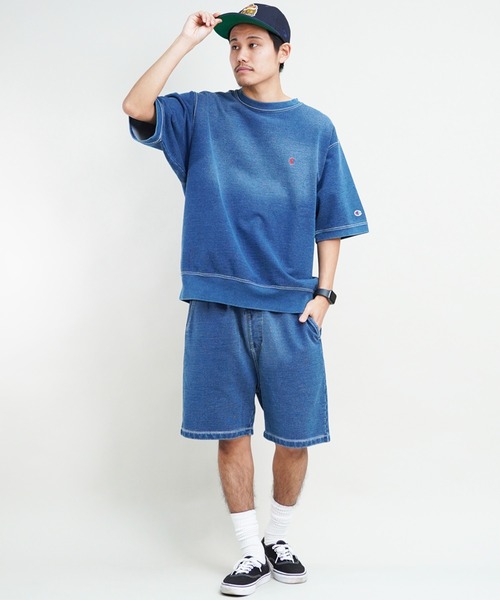 Champion(チャンピオン)の「CHAMPION/チャンピオン ショーツ インディゴ染め リラックスフィット セットアップ対応 C3-Z509(その他パンツ・メンズ・ダークインディゴブルー/インディゴブルー・XL/M/L)」の3枚目の写真