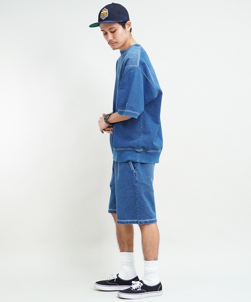 Champion(チャンピオン)の「CHAMPION/チャンピオン ショーツ インディゴ染め リラックスフィット セットアップ対応 C3-Z509(その他パンツ・メンズ・ダークインディゴブルー/インディゴブルー・XL/M/L)」の4枚目の写真