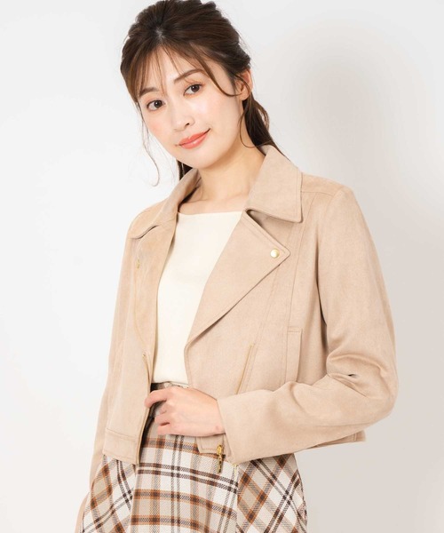 NOELA(ノエラ)の「スプリングライダースジャケット(ライダースジャケット・レディース・グレー/オフホワイト/キャメル・フリー)」の1枚目の写真