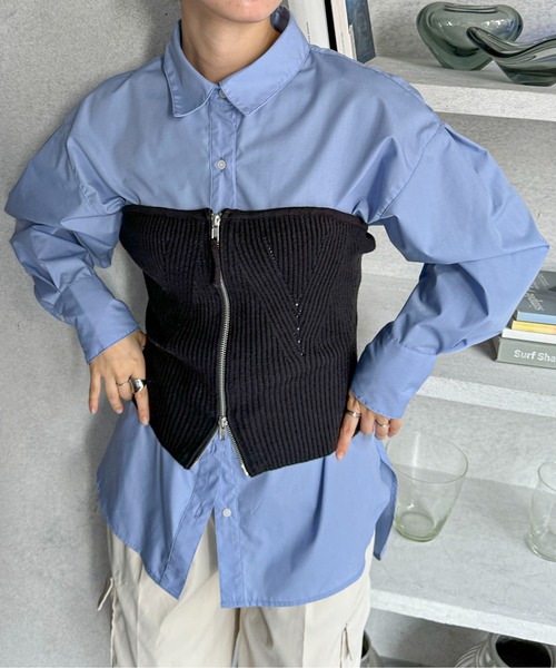 feepur（フェピュール）の「タイプライターBIGシャツ（シャツ/ブラウス・レディース・ブルー/オフホワイト・MEDIUM）」の11枚目の写真