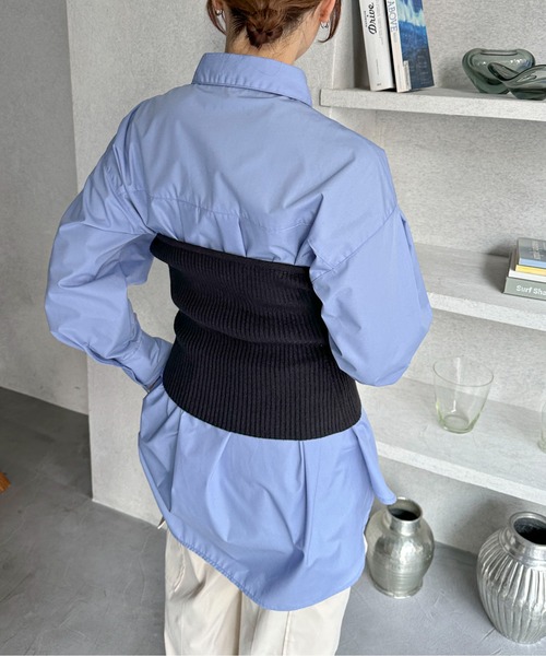 feepur（フェピュール）の「タイプライターBIGシャツ（シャツ/ブラウス・レディース・ブルー/オフホワイト・MEDIUM）」の12枚目の写真