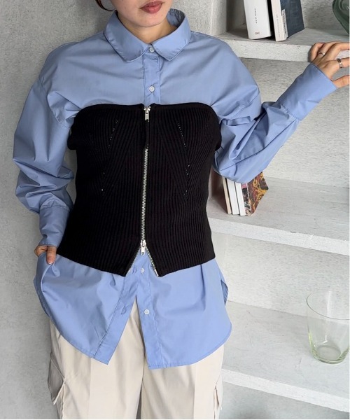 feepur（フェピュール）の「タイプライターBIGシャツ（シャツ/ブラウス・レディース・ブルー/オフホワイト・MEDIUM）」の13枚目の写真