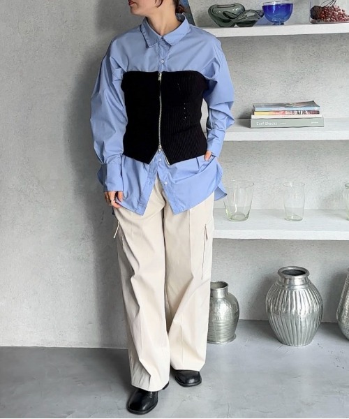 feepur（フェピュール）の「タイプライターBIGシャツ（シャツ/ブラウス・レディース・ブルー/オフホワイト・MEDIUM）」の14枚目の写真