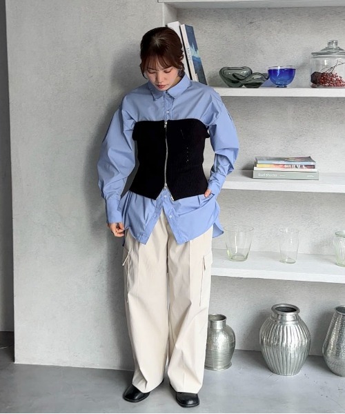 feepur（フェピュール）の「タイプライターBIGシャツ（シャツ/ブラウス・レディース・ブルー/オフホワイト・MEDIUM）」の15枚目の写真