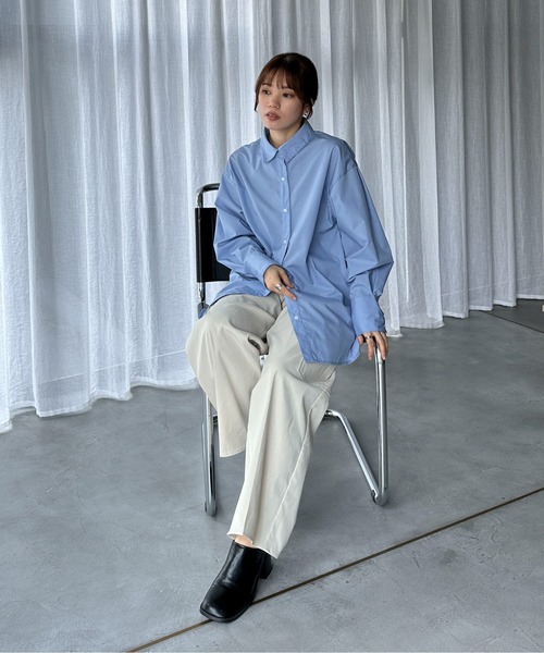 feepur（フェピュール）の「タイプライターBIGシャツ（シャツ/ブラウス・レディース・ブルー/オフホワイト・MEDIUM）」の5枚目の写真