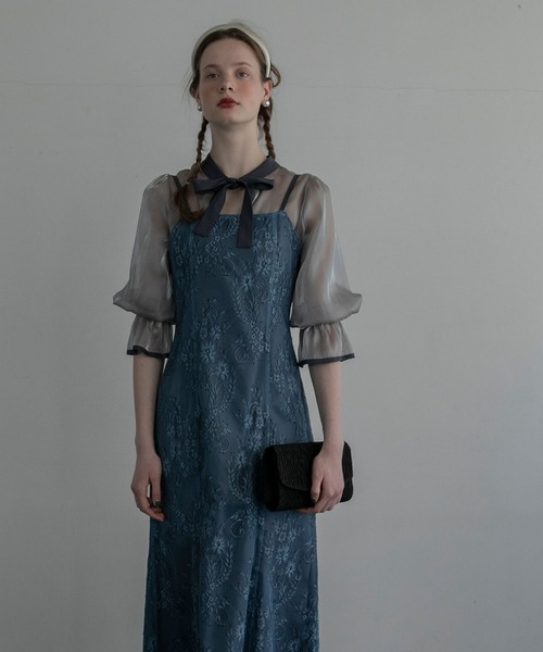 【美品】BONLECILL noirリボンボレロ＆レースキャミドレス セール】【BONLECILL noir】マルチウェイシアーカットアウト