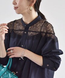 quaranciel（カランシエル）の「quaranciel:〈手洗い可能〉ウーステッド レース バンドカラー シャツ（シャツ/ブラウス）」