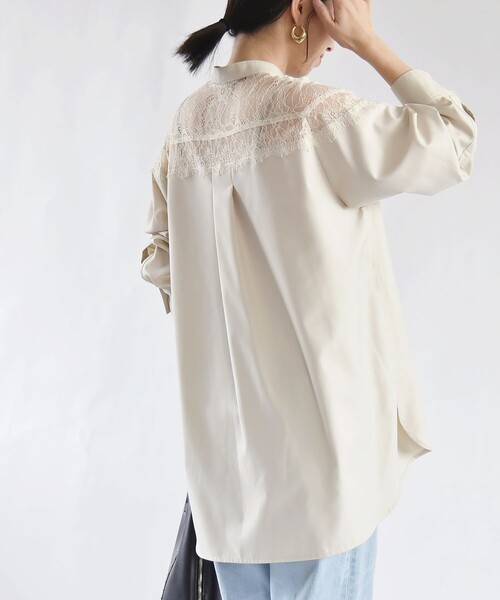 新品★quarancielウーステッド レースバンドカラーシャツ カランシエル セール】quaranciel:〈手洗い可能〉ウーステッド レース バンド