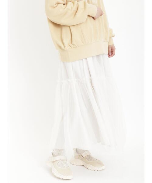 Samansa Mos2(サマンサ モスモス)の「リバーシブルチュールスカート(スカート・レディース・ブラック/ベージュ/キナリ/グレー・F)」の1枚目の写真