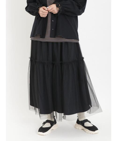 Samansa Mos2(サマンサ モスモス)の「リバーシブルチュールスカート(スカート・レディース・ブラック/ベージュ/キナリ/グレー・F)」の2枚目の写真