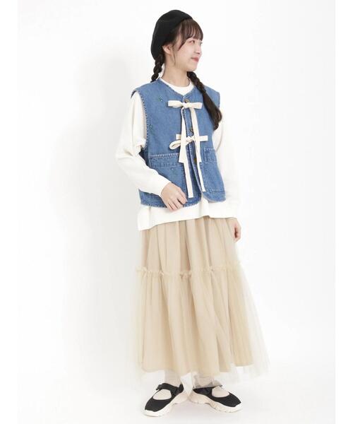 Samansa Mos2(サマンサ モスモス)の「リバーシブルチュールスカート(スカート・レディース・ブラック/ベージュ/キナリ/グレー・F)」の5枚目の写真