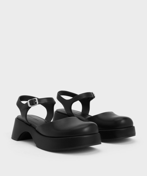 CHARLES & KEITH(チャールズ & キース)の「Nerina ネリナ アンクルストラッププラットフォームパンプス(パンプス・レディース・ブラック/ブラウン・22.5cm/23cm/23.5cm/24.5cm/25cm)」の3枚目の写真