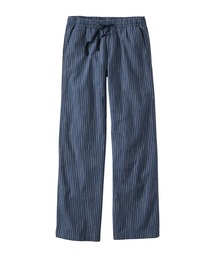 L.L.Bean | レイクウォッシュ・チノ・パンツ、プルオン・ワイドレッグ　シャンブレー　ストライプ 米国フィット・プチ(チノパンツ)