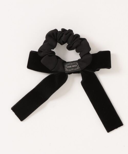 TONE SELECT GOODS（トーンセレクトグッズ）の「【float】ベロア ベルベット ロングリボン シュシュ（シュシュ・レディース・ブラック・FREE）」の2枚目の写真