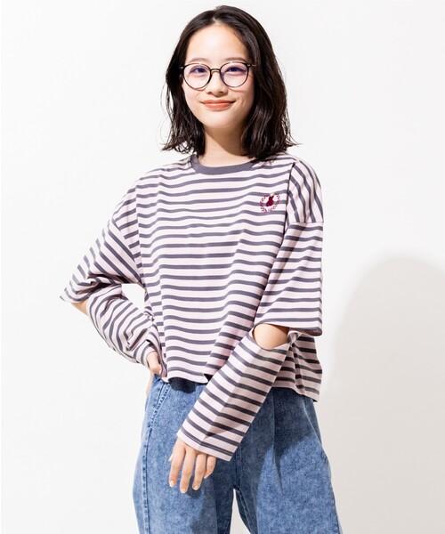 PINK-latte（ピンクラテ）の「◆エルボーカットTシャツ（Tシャツ/カットソー・キッズ・ピンク系その他/オフホワイト/ホワイト系5・15 /14/16）」の3枚目の写真