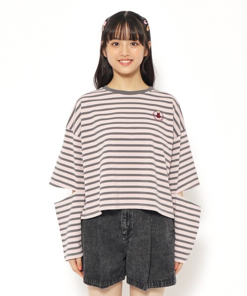 PINK-latte（ピンクラテ）の「◆エルボーカットTシャツ（Tシャツ/カットソー・キッズ・ピンク系その他/オフホワイト/ホワイト系5・15 /14/16）」の8枚目の写真