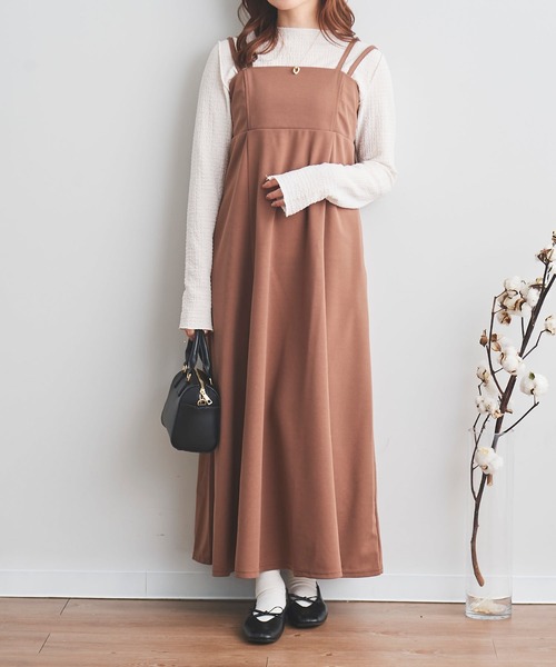 mil(ミル)の「【150㎝前後の小柄さんサイズ】ハイウエストキャミワンピース(ワンピース・レディース・ピンクベージュ/ブラック/ブラウン・M/S/XS)」の12枚目の写真