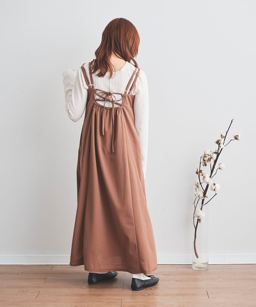 mil(ミル)の「【150㎝前後の小柄さんサイズ】ハイウエストキャミワンピース(ワンピース・レディース・ピンクベージュ/ブラック/ブラウン・M/S/XS)」の10枚目の写真