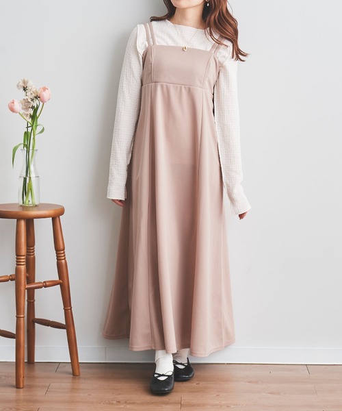 mil(ミル)の「【150㎝前後の小柄さんサイズ】ハイウエストキャミワンピース(ワンピース・レディース・ピンクベージュ/ブラック/ブラウン・M/S/XS)」の8枚目の写真