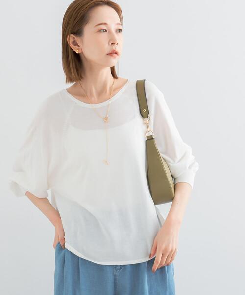 URBAN RESEARCH ROSSO WOMEN（アーバンリサーチ　ロッソ）の「ウォッシャブルシルク混ドルマンニット（ニット/セーター・レディース・オフホワイト/ミント/オレンジ・FREE）」の4枚目の写真