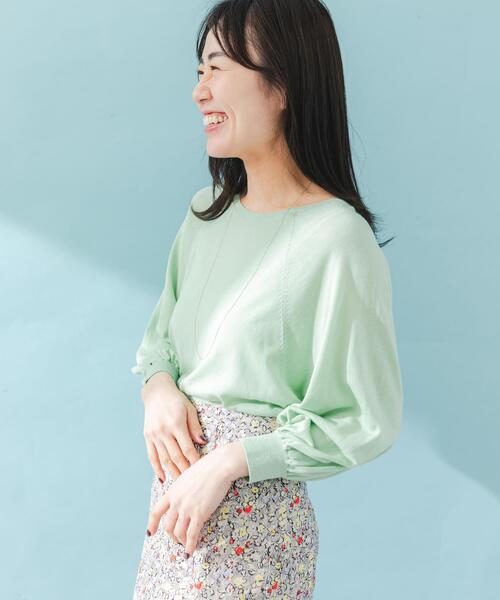 URBAN RESEARCH ROSSO WOMEN（アーバンリサーチ　ロッソ）の「ウォッシャブルシルク混ドルマンニット（ニット/セーター・レディース・オフホワイト/ミント/オレンジ・FREE）」の14枚目の写真