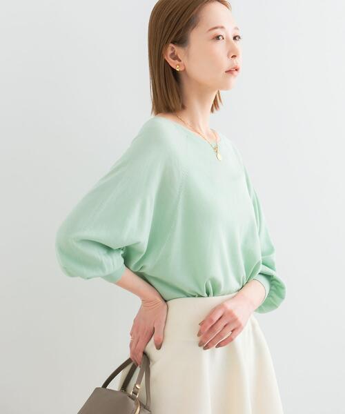 URBAN RESEARCH ROSSO WOMEN（アーバンリサーチ　ロッソ）の「ウォッシャブルシルク混ドルマンニット（ニット/セーター・レディース・オフホワイト/ミント/オレンジ・FREE）」の18枚目の写真