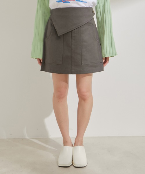 VIS（ビス）の「フラップ付き台形ミニスカート（スカート・レディース・イエロー系その他4/チャコールグレー・S/M）」の3枚目の写真