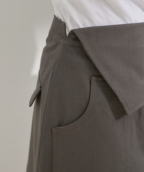 VIS（ビス）の「フラップ付き台形ミニスカート（スカート・レディース・イエロー系その他4/チャコールグレー・S/M）」の12枚目の写真