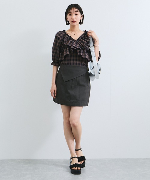 VIS（ビス）の「フラップ付き台形ミニスカート（スカート・レディース・イエロー系その他4/チャコールグレー・S/M）」の16枚目の写真