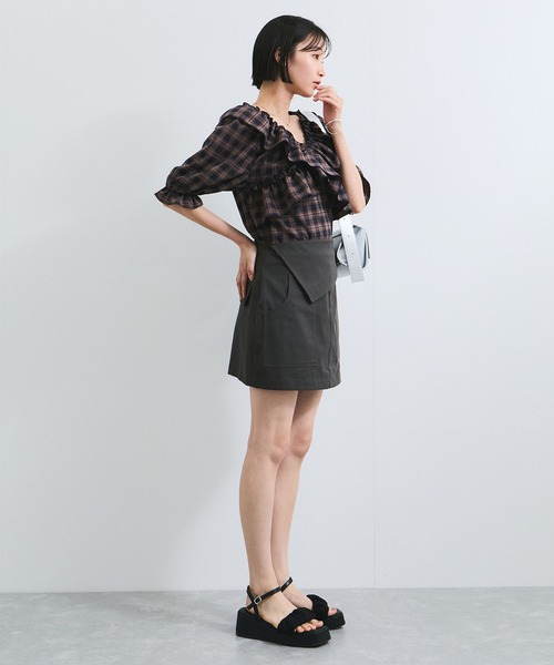 VIS（ビス）の「フラップ付き台形ミニスカート（スカート・レディース・イエロー系その他4/チャコールグレー・S/M）」の17枚目の写真