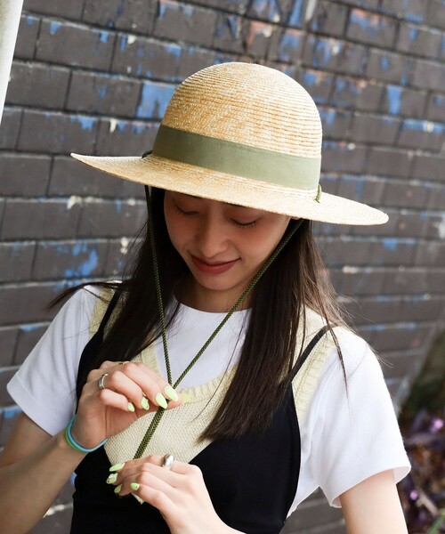 BEAMS JAPAN(ビームス ジャパン)の「〈UNISEX〉 丸高製帽所 / 別注 麦わら帽子(ハット・メンズ・ベージュ/ネイビー・ONE SIZE)」の8枚目の写真
