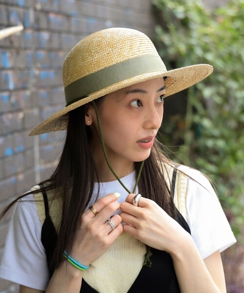 BEAMS JAPAN(ビームス ジャパン)の「〈UNISEX〉 丸高製帽所 / 別注 麦わら帽子(ハット・メンズ・ベージュ/ネイビー・ONE SIZE)」の7枚目の写真