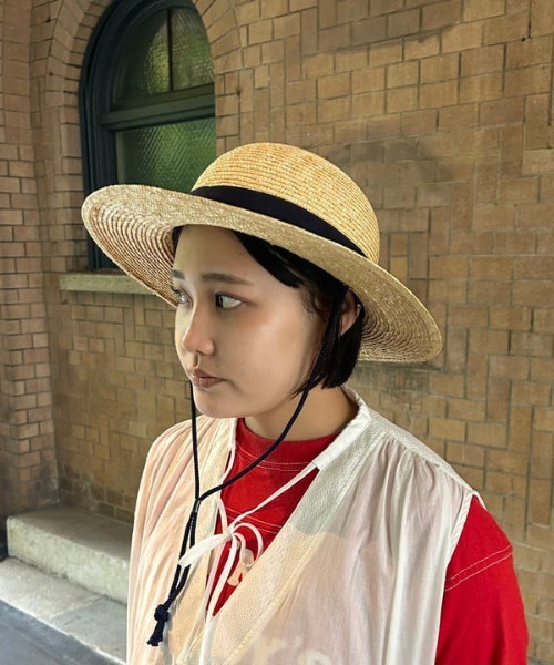 BEAMS JAPAN(ビームス ジャパン)の「〈UNISEX〉 丸高製帽所 × BEAMS JAPAN / 別注 麦わら帽子(ハット・メンズ・ベージュ/ネイビー・ONE SIZE)」の18枚目の写真