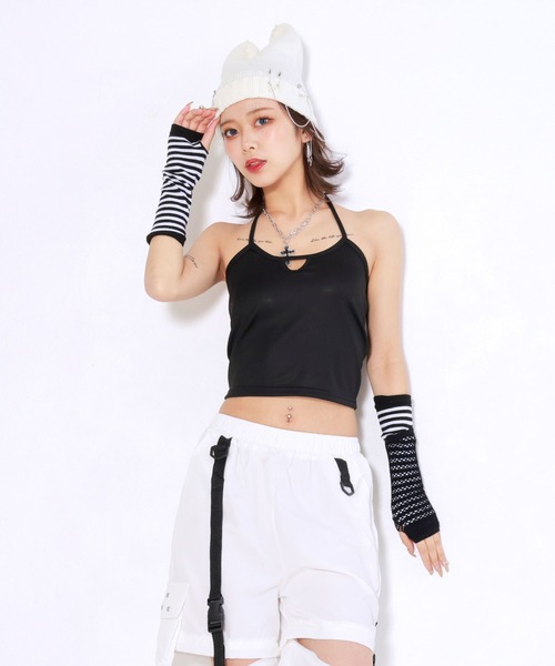 Diable baiser(ディアブルベーゼ)の「ホルターインナー付レースアップ長袖トップスセット(Tシャツ/カットソー・レディース・グレー・LL/LARGE/MEDIUM/SMALL)」の7枚目の写真