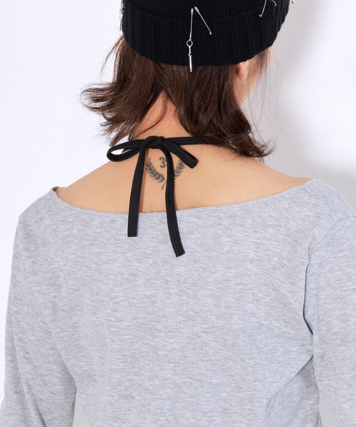 Diable baiser(ディアブルベーゼ)の「ホルターインナー付レースアップ長袖トップスセット(Tシャツ/カットソー・レディース・グレー・LL/LARGE/MEDIUM/SMALL)」の2枚目の写真