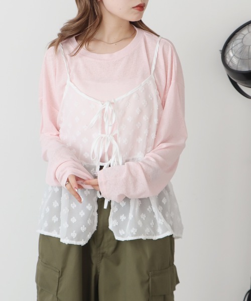 AO2(アオズ)の「▲Tulle Tiered Camisole / チュールティアードキャミソール ビスチェ(ベスト・レディース・ブラック/ホワイト・FREE)」の3枚目の写真