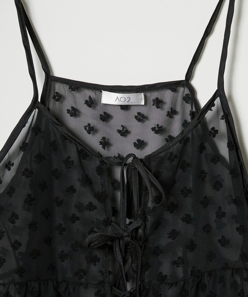 AO2(アオズ)の「▲Tulle Tiered Camisole / チュールティアードキャミソール ビスチェ(ベスト・レディース・ブラック/ホワイト・FREE)」の13枚目の写真