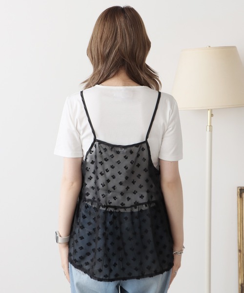 AO2(アオズ)の「▲Tulle Tiered Camisole / チュールティアードキャミソール ビスチェ(ベスト・レディース・ブラック/ホワイト・FREE)」の9枚目の写真