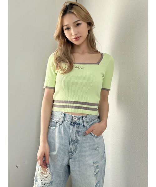 「数量限定 在庫処分セール」 セール】スクエアネックHEM LINEニットトップス（ニット トップス