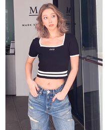 GYDA | スクエアネックHEM LINEニットトップス(ニット/セーター)