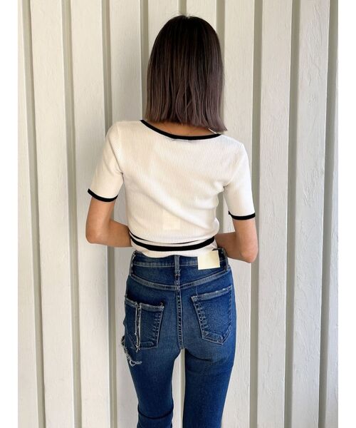 トップス mm セール】スクエアネックHEM LINEニットトップス（ニット